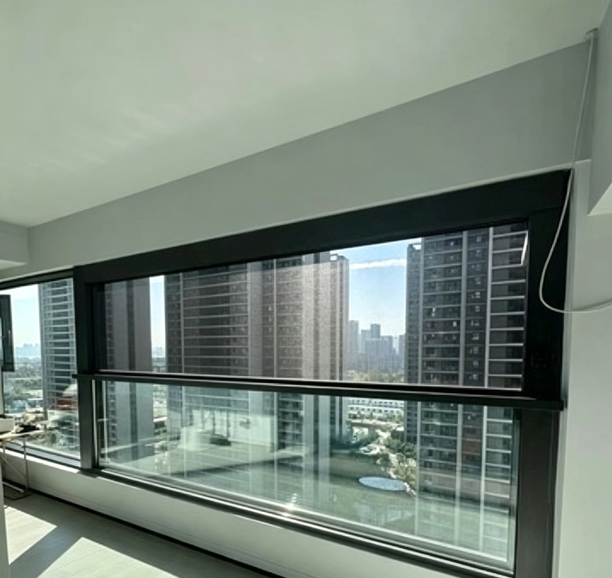 Motorized lift-and-slide balcony window
